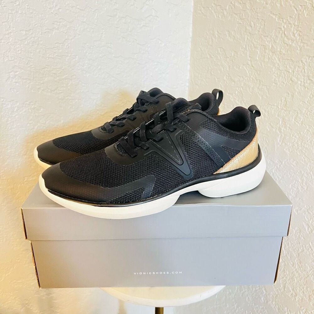 VIONIC Leyo Sneaker Orthotic Comfort Cushioned Tennis Shoes, Black, Size 9, NWT